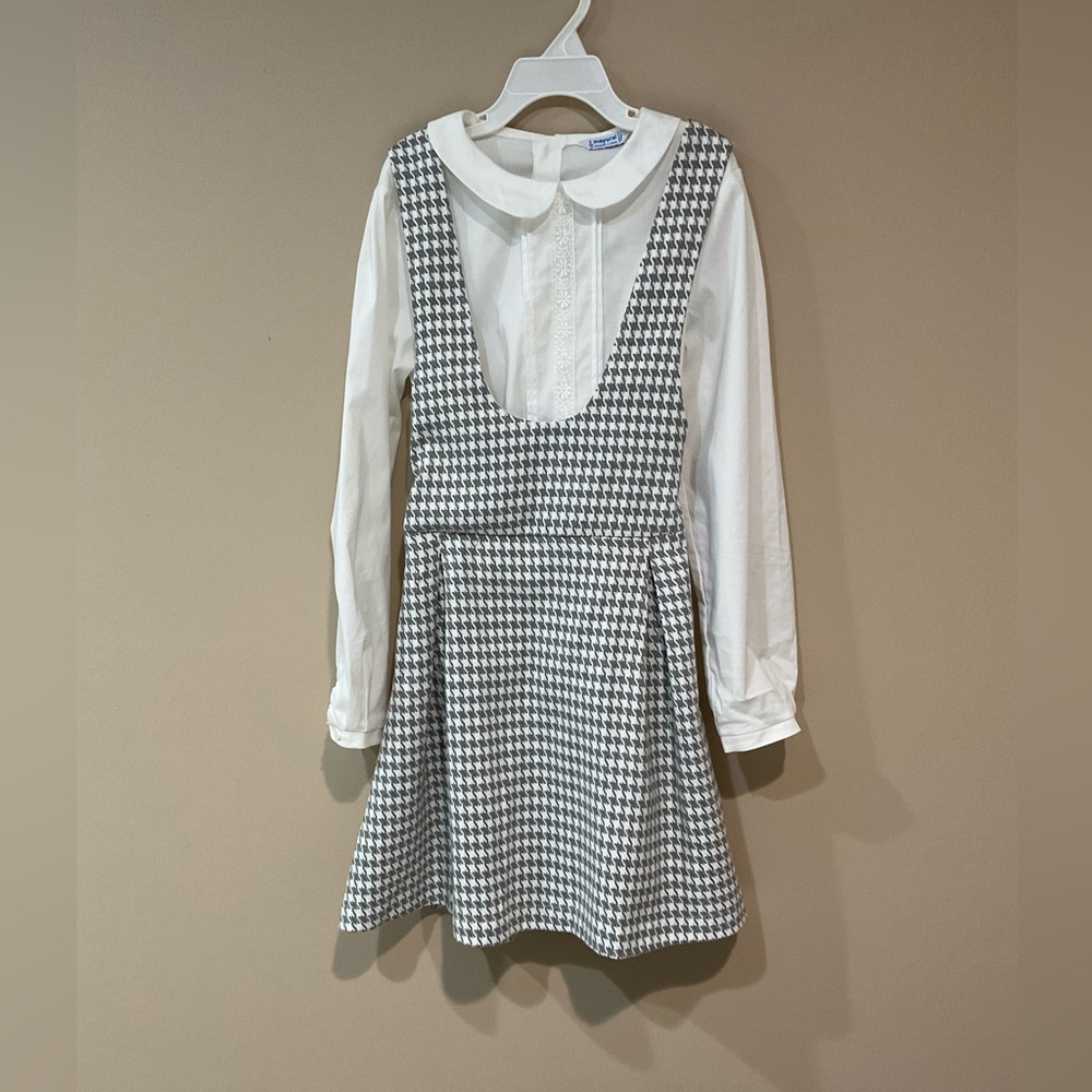 🟠 Mayoral Girl’s White/Grey Two Pieces Matching Set, Size 9